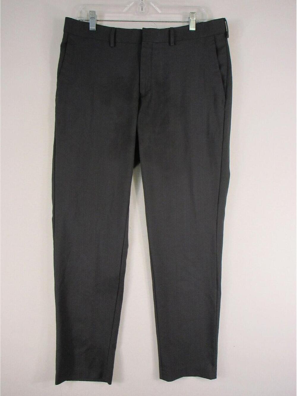 Haggar Pants Mens 34x30 Slim Fit Premium Stretch Dress Charcoal Gray Flat Front